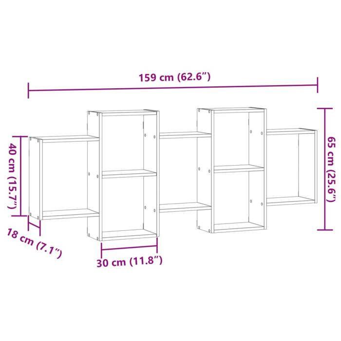 VidaXL Wall Shelf Black 159x18x65 Cm Engineered Wood 853210