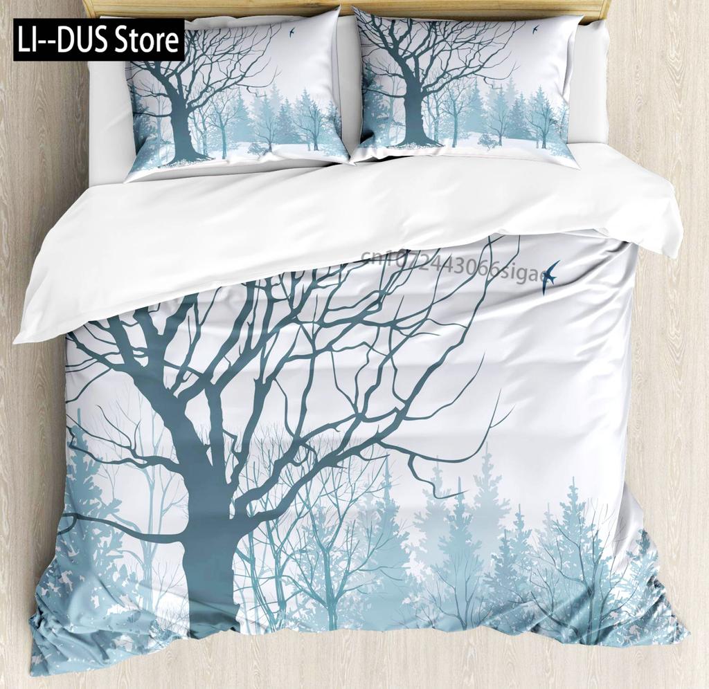 Snow Christmas Duvet Cover Set Decorative 3 Piece Bedding Set With 2 Pillow Shams Single King Queen Twin Size Bed Collection