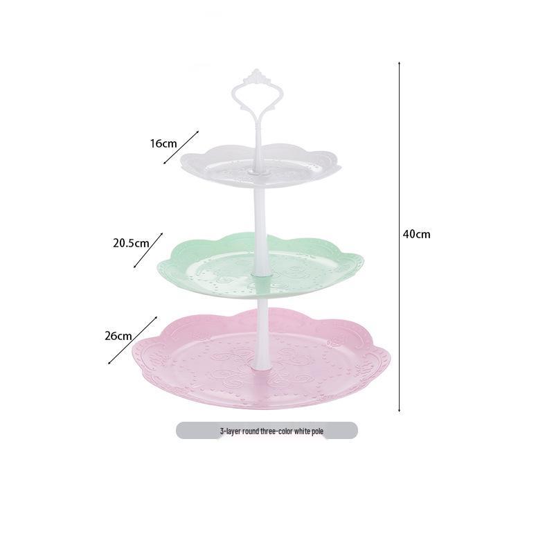 Трехъярусная подставка для торта к европейскому полуденному чаю - креативный многослойный пластиковый поднос для десертов и фруктовая тарелка