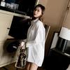 Women's Korean Style Loose Fit White Long-Sleeve Shirt - Medium Length, 2025 Spring/Autumn Collection, Versatile for Students.