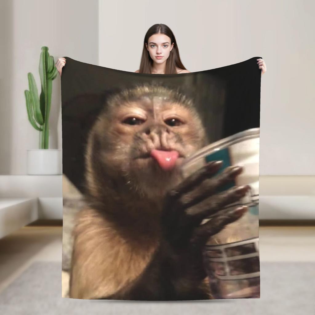 Funny Monkey Cartoon Accessories Fashion Blanket Warm Cozy Fluffy Throw Fashion Blankets for Bed es Multi-size Throws And Fashion Blankets