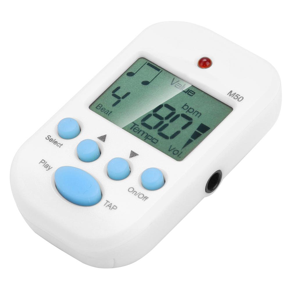 Meideal Mini LCD Digital M50 Metronome Beat Tempo Гитарный музыкальный аксессуар с батареей(белый)