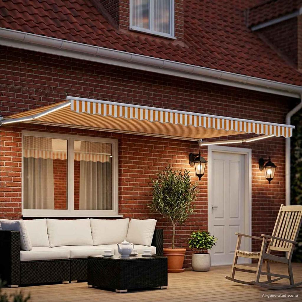Electric Retractable Awning Yellow and White 4 x 2 m