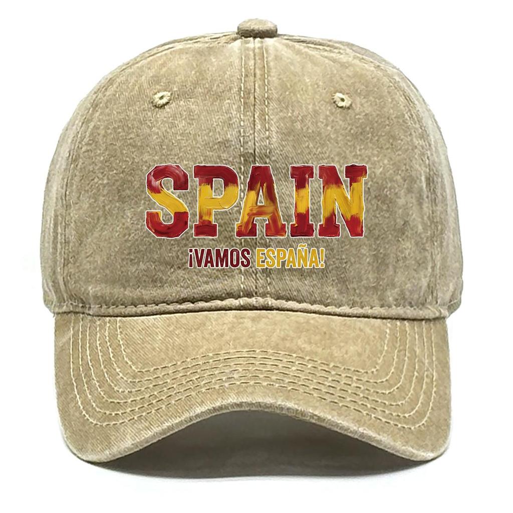 Бейсболка Snapback с принтом флага "ИСПАНИЯ" "VAMOS ESPANA", Регулируемая Бейсболка Изогнутый козырек Неэластичная Повседневная Уютная Мужская Кепка
