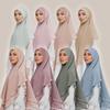1 шт. Двухслойный шифоновый готовый мгновенный хиджаб Однотонный платок на голову Foulard Femme Musulman Накидка Бандана
