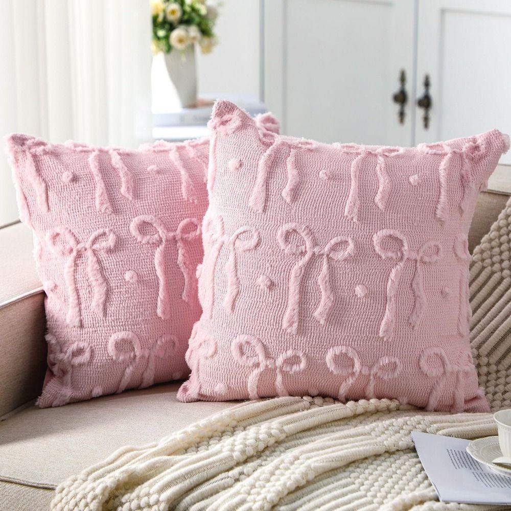 Removable Pillow Cover Bow Pillowcase Durable Pillow Case Protector Sofa Decoration