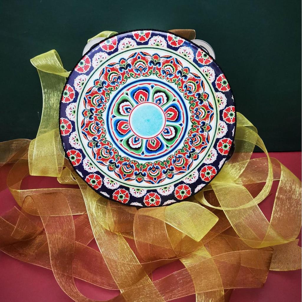 6" & 7" Uyghur Ribbon Tambourine Hand Drum for Dunhuang Apsara Dance