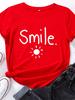 Футболка с принтом «Sun Smile» для женщин с коротким рукавом и круглым вырезом, свободная летняя женская повседневная футболка, топы, Camisetas Mujer