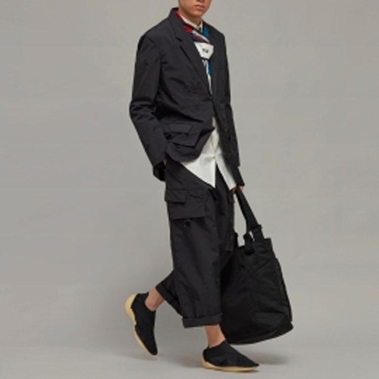 Y-3 Solid Color Pleated Design Nylon Suit Unisex Suit Black H63047