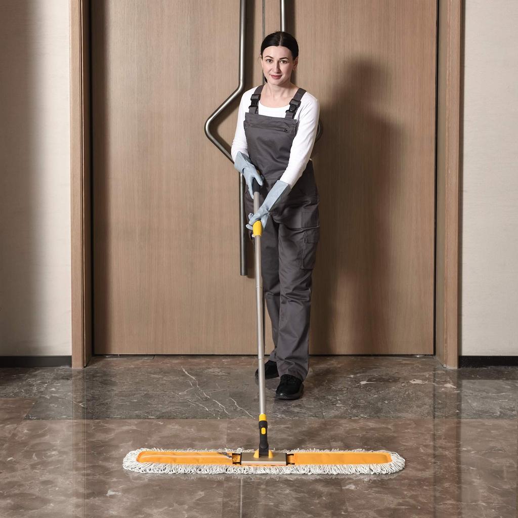 Cleanhome Commercial 90cm for Wet and Dry Dust and a Wide Range of Flooring and Gym Includes Two Replacement Microfiber Extends from 117cm To 143cm