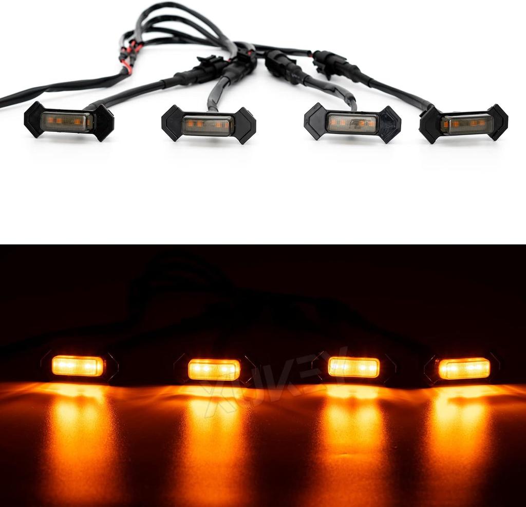 LED Grille Lights 4 PCS with Fuse Adaptor for Tacoma TRD PRO 2016-2025 OEM Front Grille, Amber Shell with Amber Light