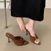 High Heels One-piece Shoes New Women's Shoes Pointed-toe Thin-heeled Slippers