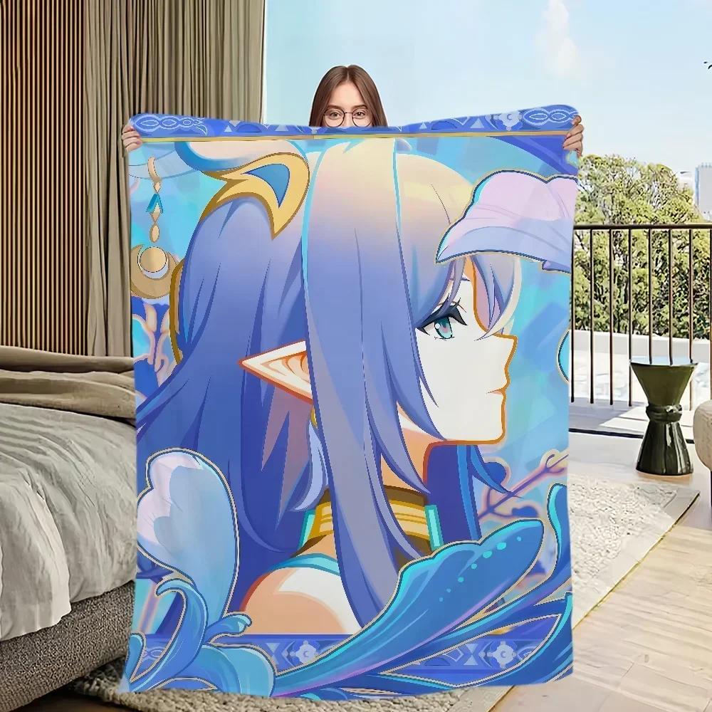 Genshin Impact Lauma Character Plush Throw Blanket Soft Flannel Cozy Blanket for Sofa Bedroom Office Travel Warm Gift
