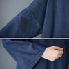 Dimanaf 2025 Women Plus Size Dress Solid Fashion Casual Denim Basic Long Dress Cotton Vintage Loose Blue Clothing