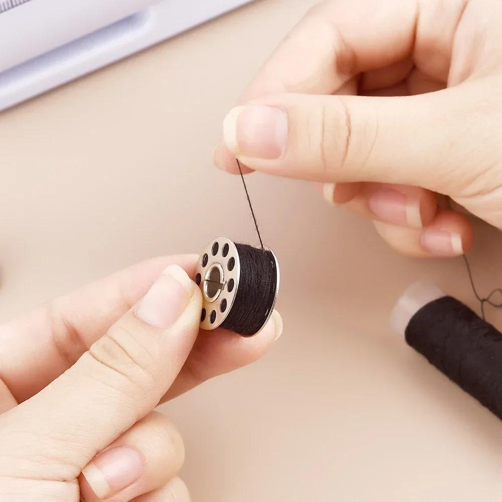 10-100pcs Household Sewing Machine Coil Roller Metal Bobbins Empty Spool Stainless Steel For Silk Thread Winding Tailoring Parts