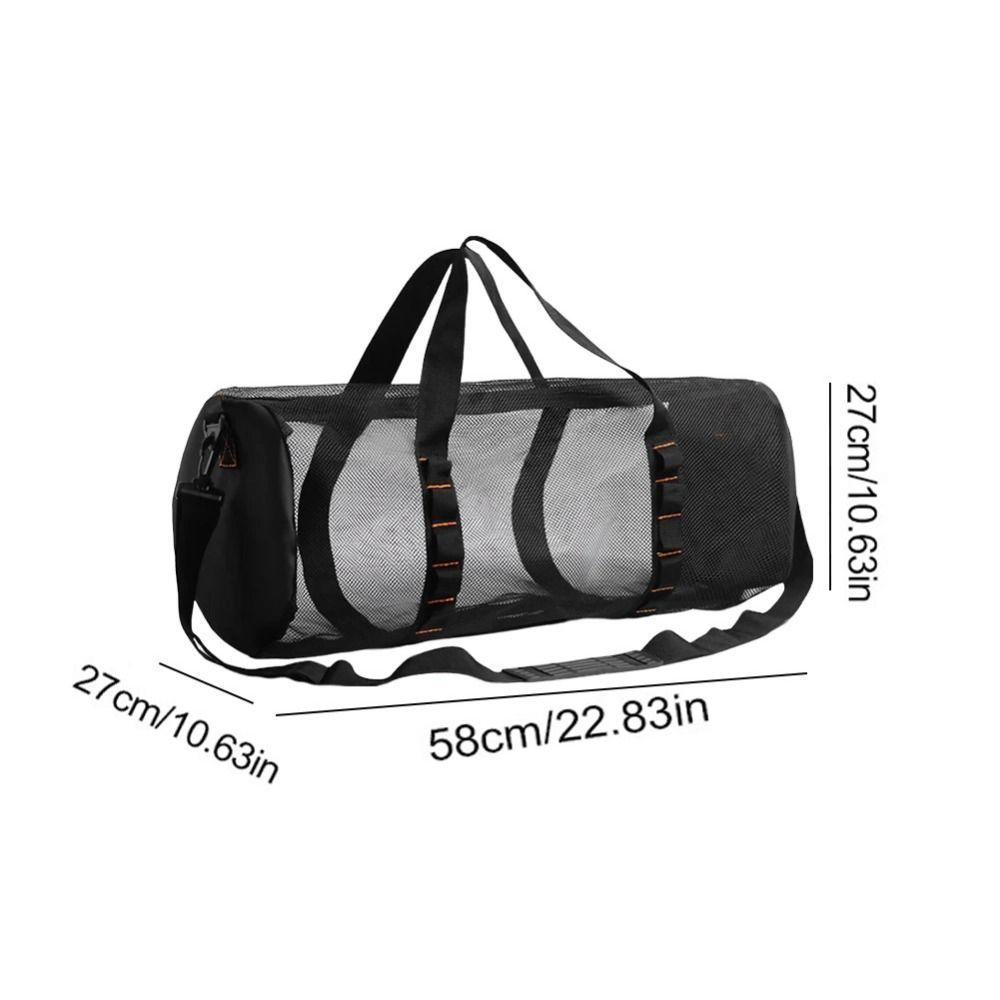 Adjust Shoulder Strap Mesh Dive Bag Foldable Oversized Beach Gym Bag Mesh Travel Duffle Fins