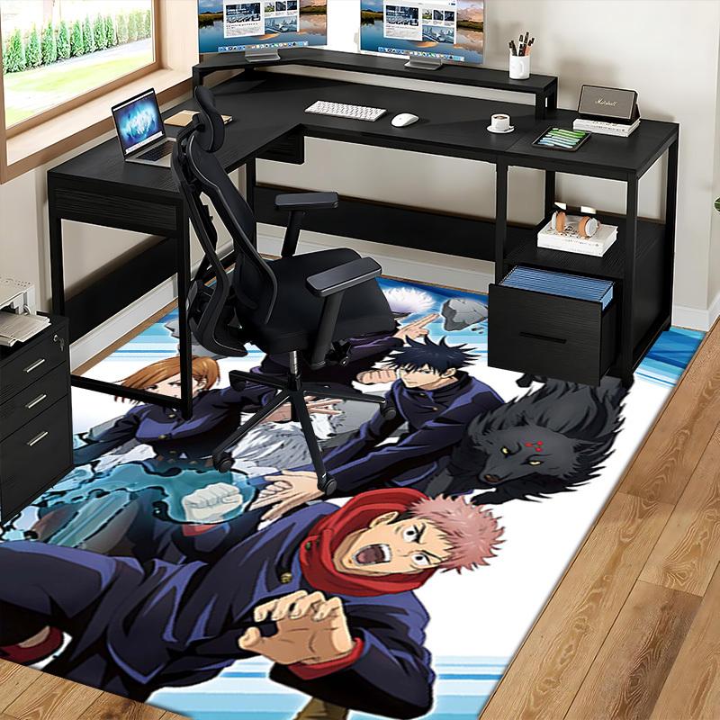 1pc Anime Cartoon Design Jujutsu Kaisen Characters Office Chair Mat Non-Slip Carpet Suitable for Home Decor Living Room Bedroom Game Room Festival Gif