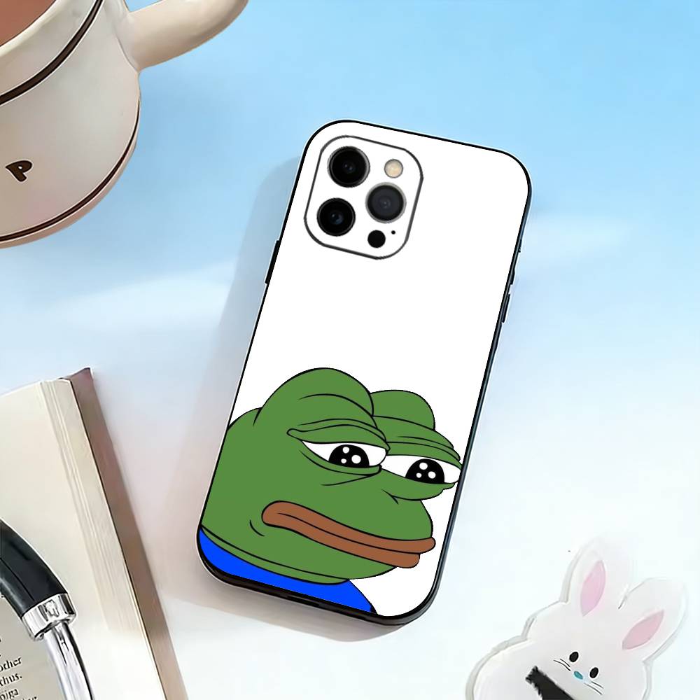 Смешная грустная лягушка pepe M-мем Чехол для телефона Для iPhone 17, 16,15,14,13,12,11 Plus,Pro Max, Другие Мягкий черный чехол