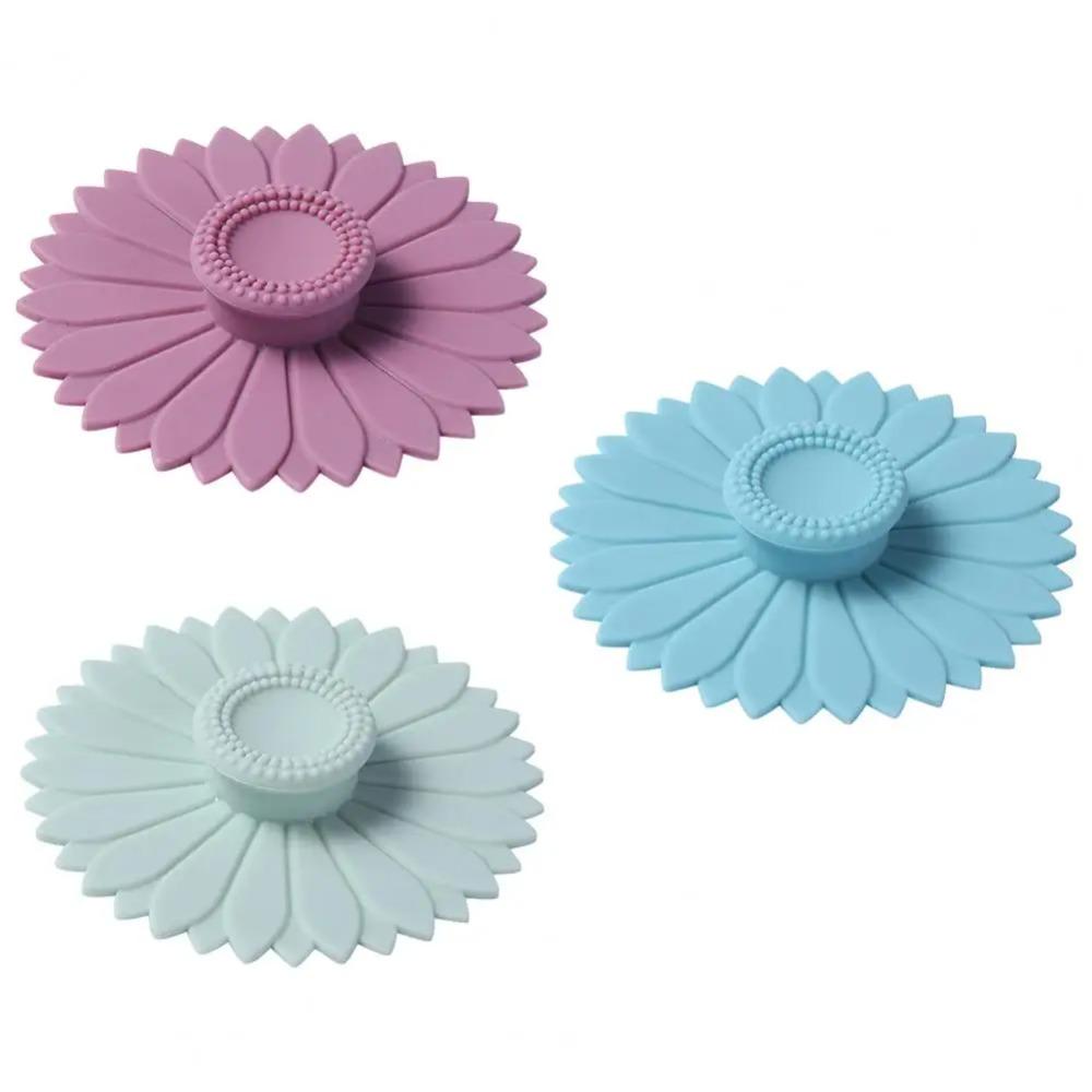 Sealed Sunflower Silicone Cup Lid Seamless Coffee Mug Lids Drinkware Cup Cover Glass