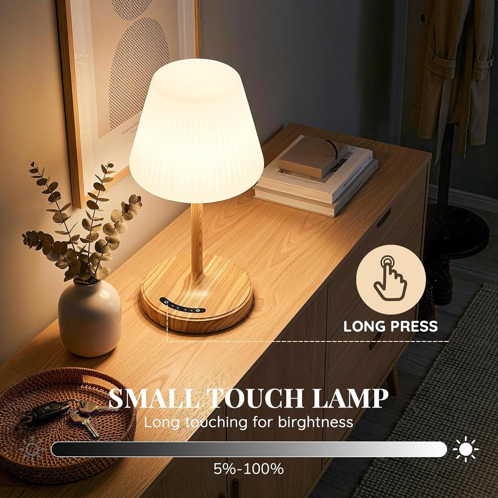 Shower Lamp Waterproof Bathroom Lamp Decor Small Lamp for Kitchen Outdoor | 3color modes, touch dimmable, cordless, rechargeable, heavy base, 4000mah