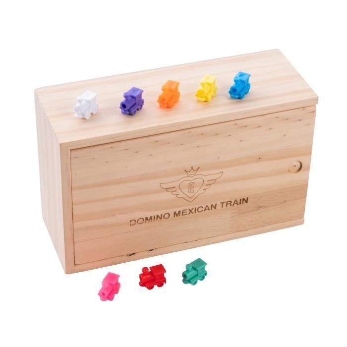Коробка для домино «Мексиканский поезд» — 12 двойных — ENGELHART — 91 толстое и красочное домино
