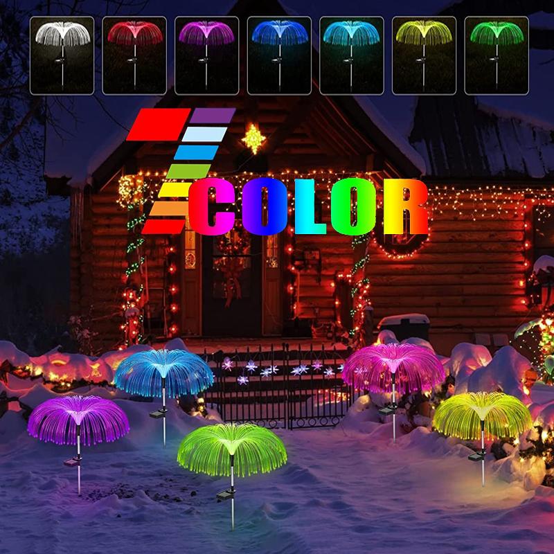 Солнечные садовые фонари, уличные водонепроницаемые оптоволоконные медузы, газонные фонари, уличный дворик, декор для виллы, двора, ночник XYZ