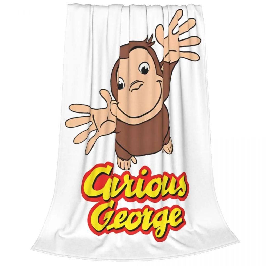 Curious George Cartoon Monkey Coral Fleece Plush Throw Blankets Blanket for Home Bedroom Lightweight Bedding Throws