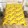 Комплект постельного белья с милой обезьянкой, двойной, с рисунком банана, звезд, пододеяльник с изображением тропических диких животных и фруктов, желтый пододеяльник