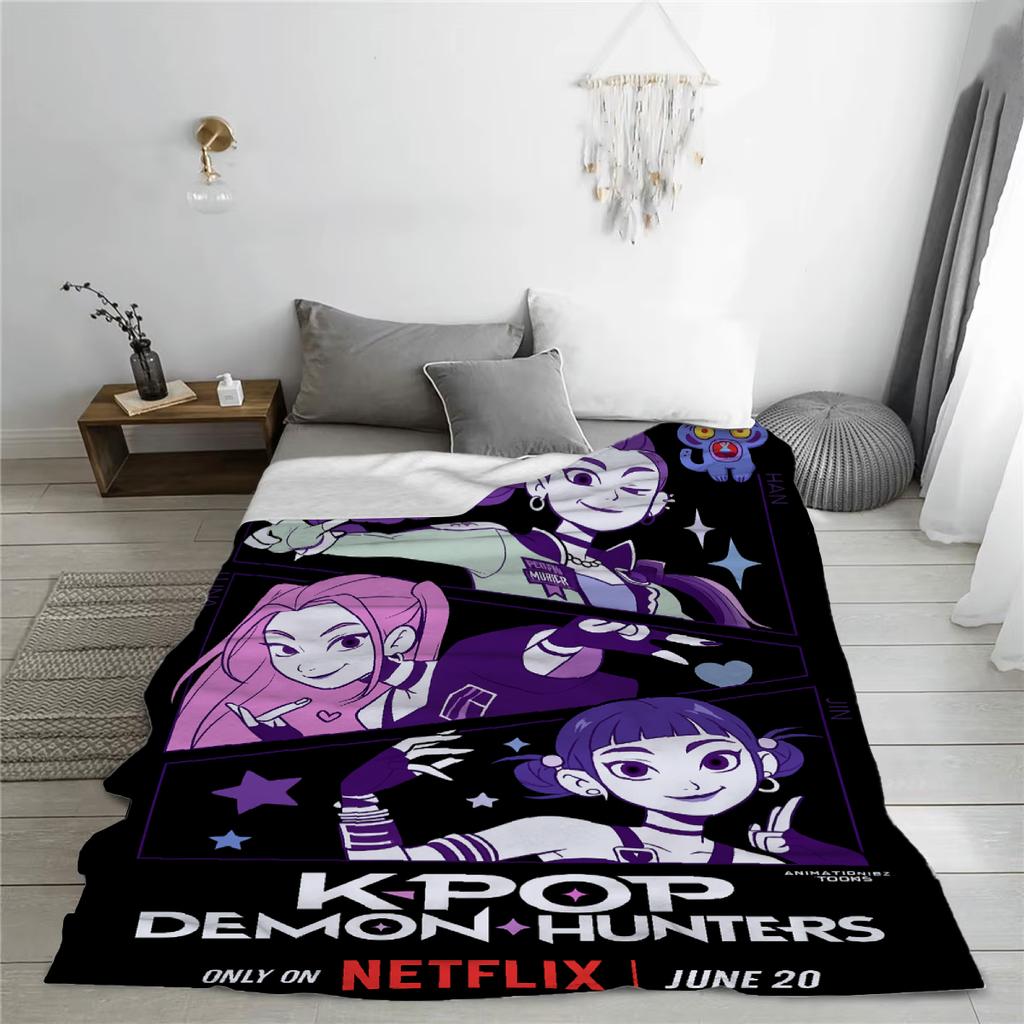 Fashion 3D Blanket K-POP D-Demon H-Hunters Soft Flannel Blanket Warm Comfortable Camping Home Fluffy Soft Blankets For Birthday