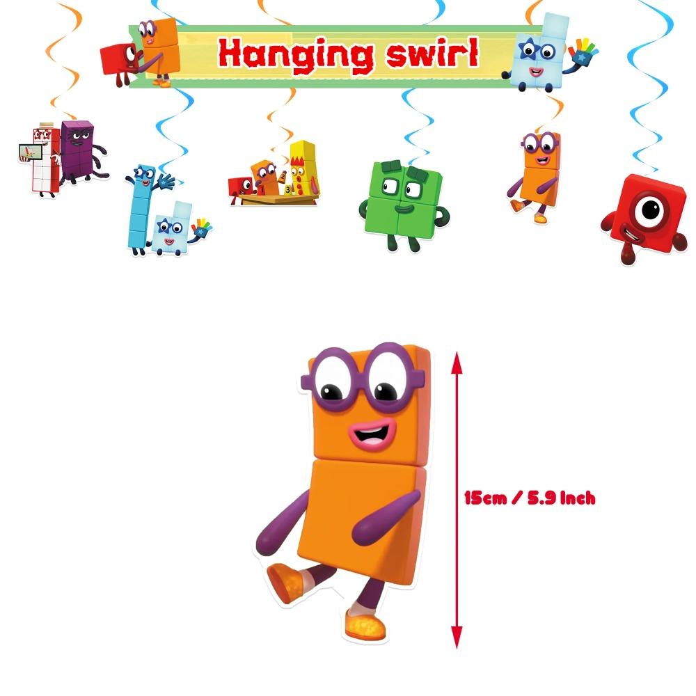 Cartoon Colorful Squares Theme Birthday Party Decorations Rainbow Characters Party Supplie Plates Tablecloth Banners Baby Shower