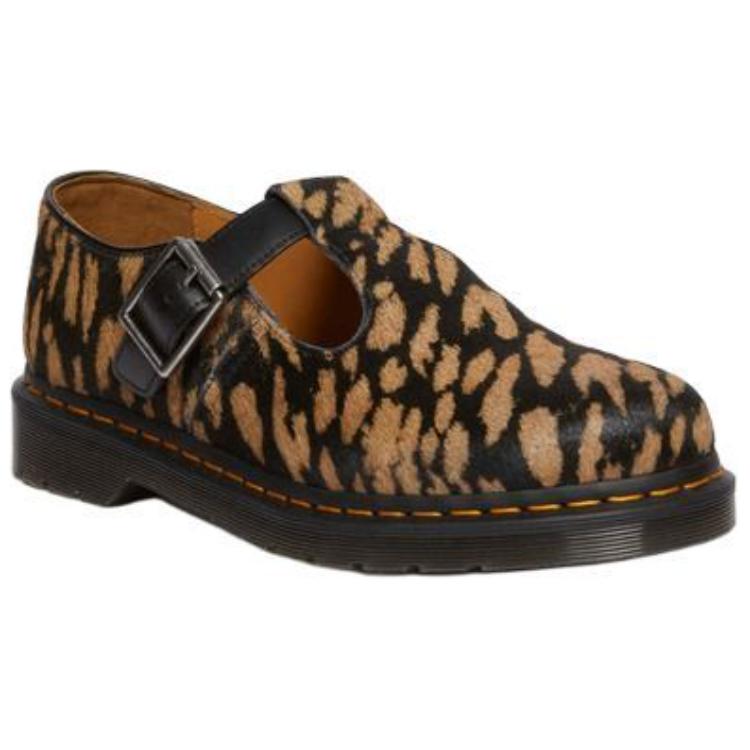 Dr. Martens T-Bar Leather Casual Versatile Mary Jane Shoes Men Shoes Leopard-Print 32135526