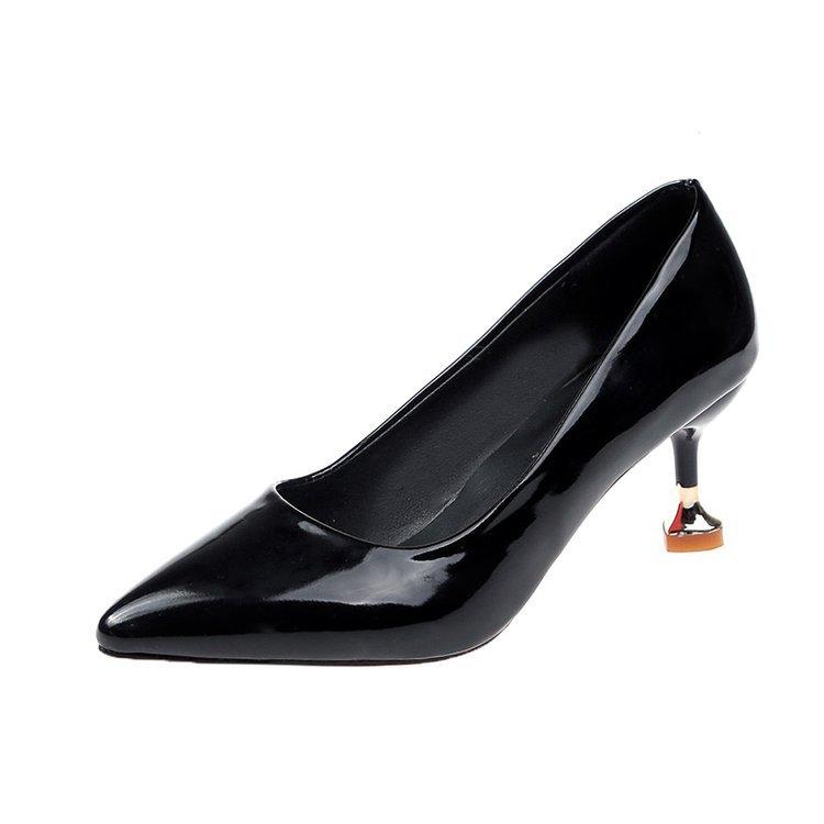 Мода 2024 Весна Новые Туфли из мягкой кожи на среднем каблуке, сетчатые красные туфли на высоком каблуке, лакированная кожа, рабочие женские туфли