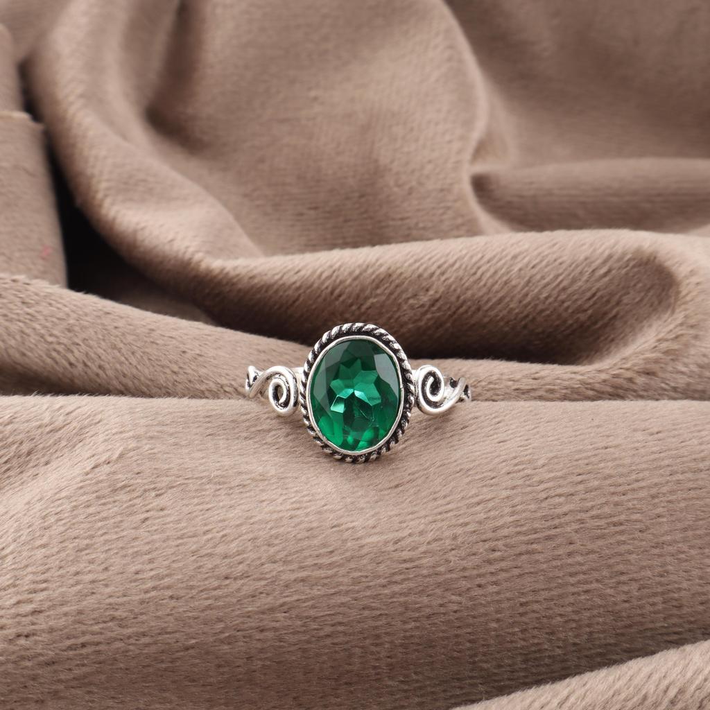 Кольцо с зеленым изумрудом, Ювелирное изделие, Великолепное серебряное кольцо ручной работы, Кольцо из стерлингового серебра 925 пробы для свадебного подарка
