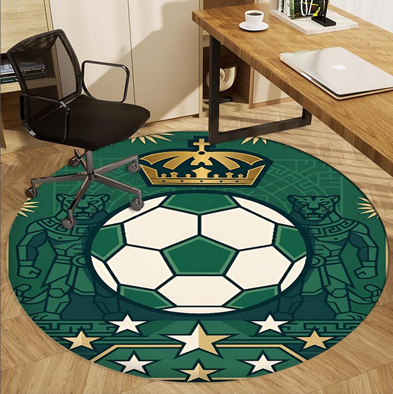 Club Santos Laguna Pattern Round Rug, Indoor/Outdoor Mat, for Picnic, Gameroom, Bedroom, Office, Living Room, Home Decor Carpet, Birthday Gift