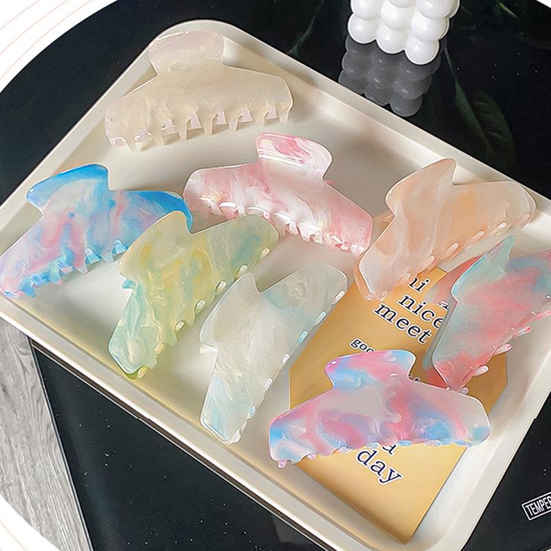 1 шт. Забавные заколки-крабы для волос, меняющие цвет под ультрафиолетом, большие красочные акриловые заколки-акулы, милые элегантные женские аксессуары для волос, подарок