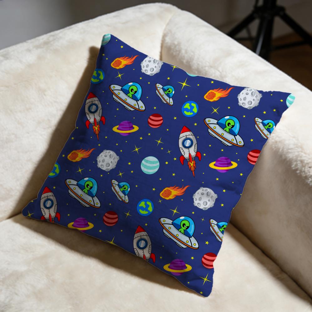 Outer Space Cartoon Cushion Cover Soft Decorative Pillow Case Suitable for Bedroom Sofa Car Travel Use