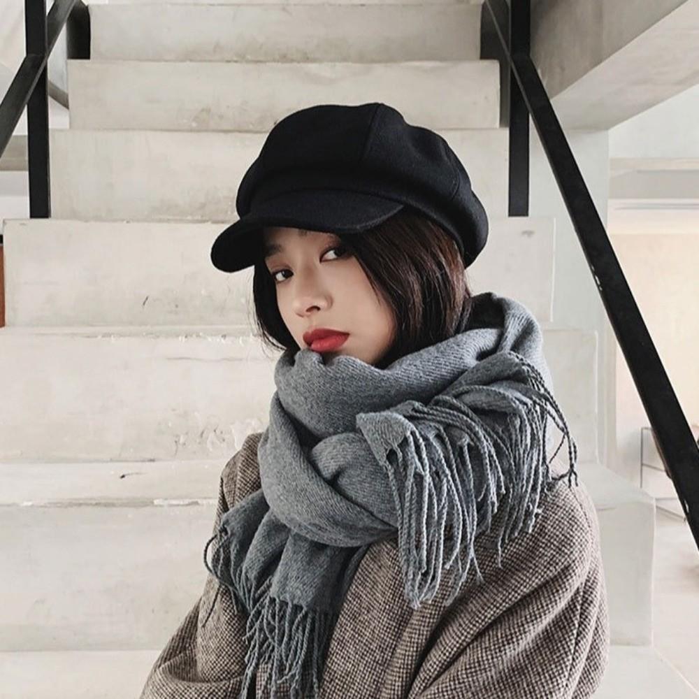 Защита ушей Шерстяная восьмиугольная шляпа Однотонные кепки художника Мода Британские береты Путешествие