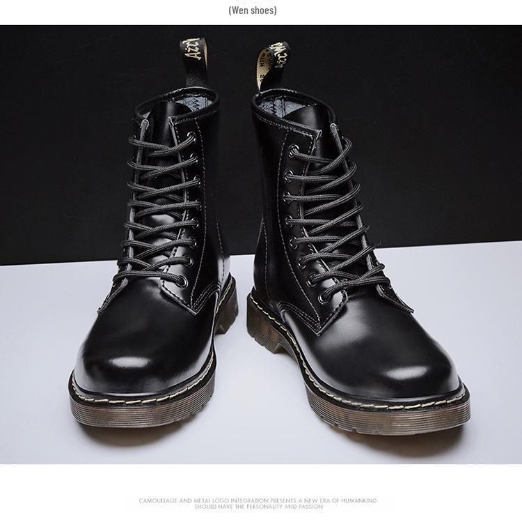 Men's High-Top Martin Boots - British & Korean Style Winter Leather Work Shoes, Versatile Trendy Casual Footwear with Velvet, Autumn Collection