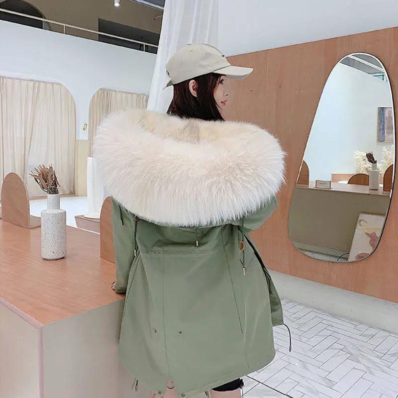 WTEMPO Осень-зима Женские свободные съемные пальто с подкладкой из искусственного меха, большие размеры, однотонные повседневные куртки с капюшоном, женские теплые длинные парки