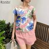 Women Print Short Sleeve Blouse and Shorts Summer Two Piece Suit Sets