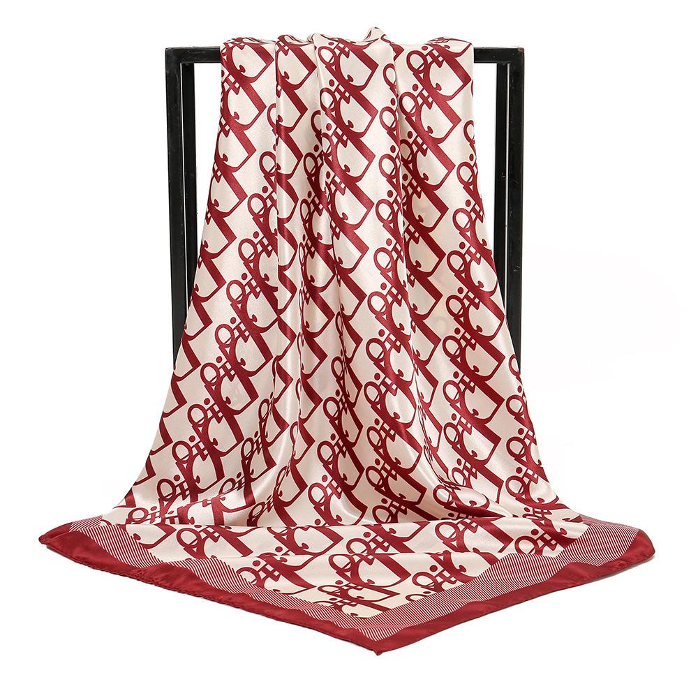 Spring and Autumn Women's Cashew Print Square Scarf Fashion Commuting Versatile Headscarf Stained Rose Square Scarf