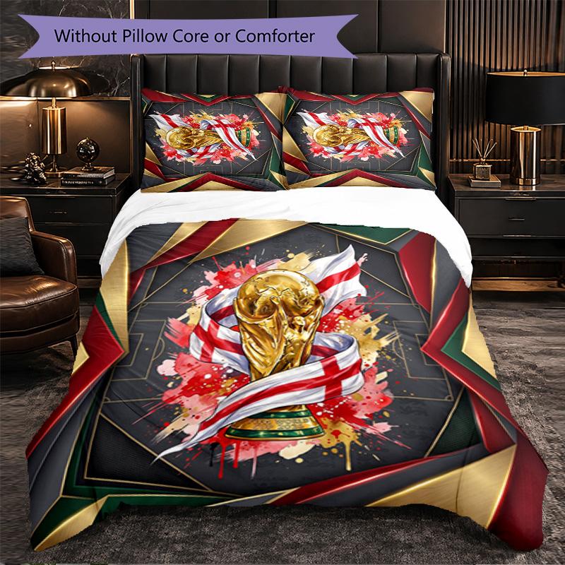 England Football Pattern 3 Pieces Bedding Set Soft Microfiber Duvet Cover with Pillow Cases for Bedroom