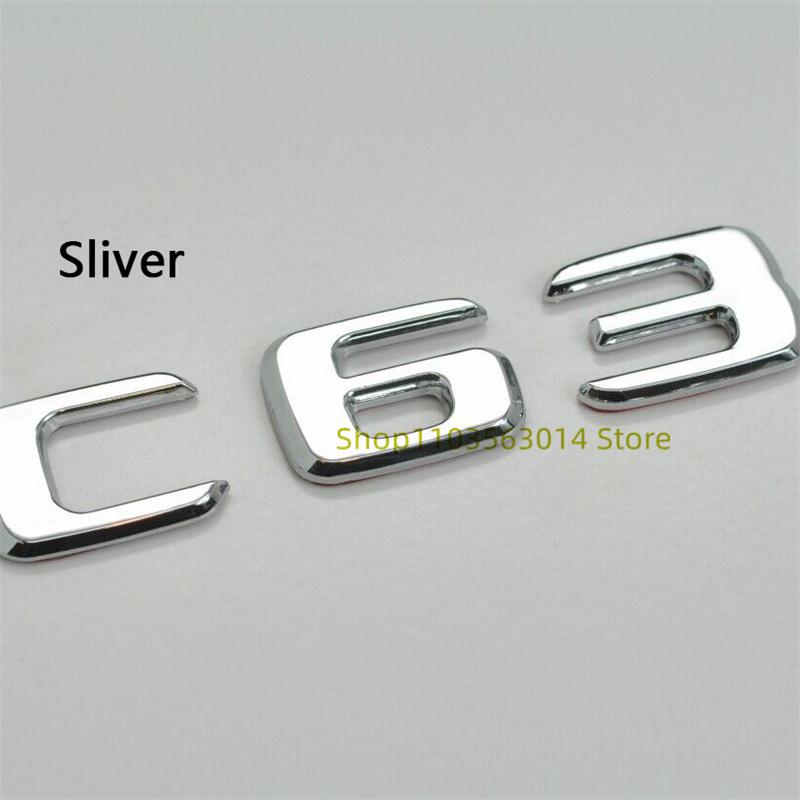 Gloss Black Letters Numbers Emblem C63 C63s V8Biturbo for Car Fender Trunk Rear C205 S205 W205 Sticker
