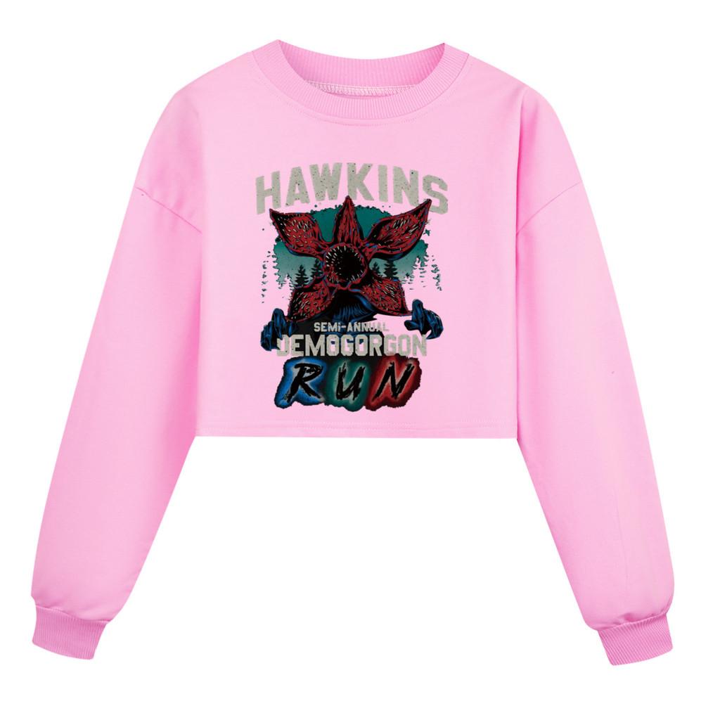 5383 Детская Девочки Демогоргон Принт Длинный Рукав Короткая Толстовка