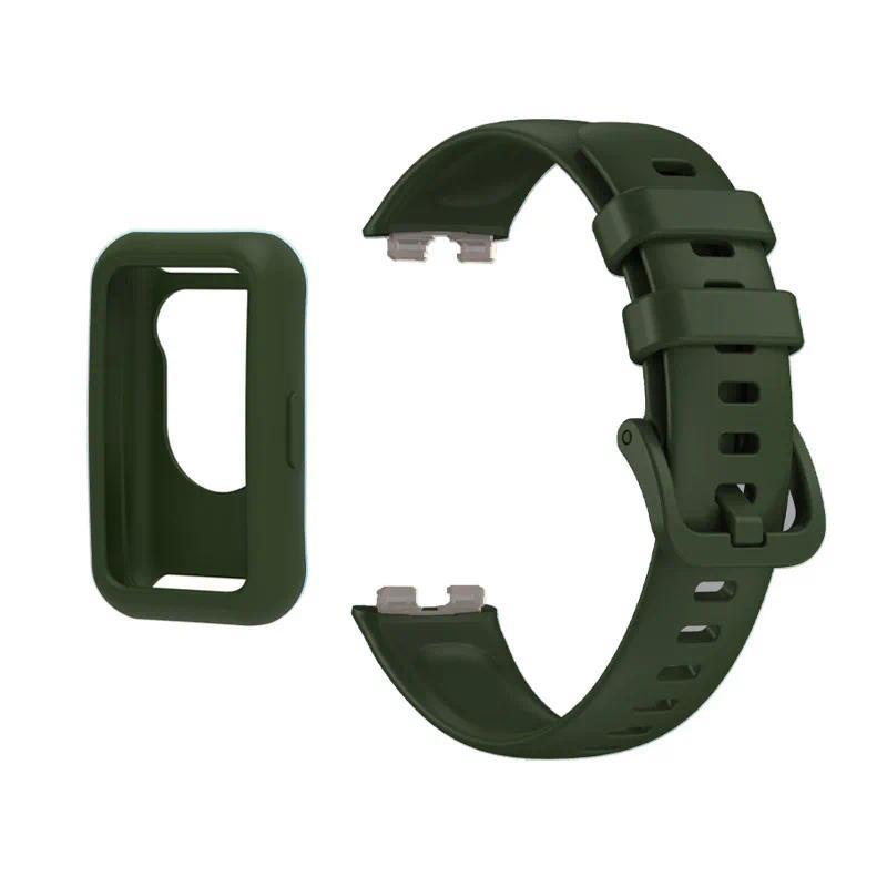 Silicone Strap For Huawei Band 8 9 10 Beacelet With Soft Case Replacement Watchband Accessories