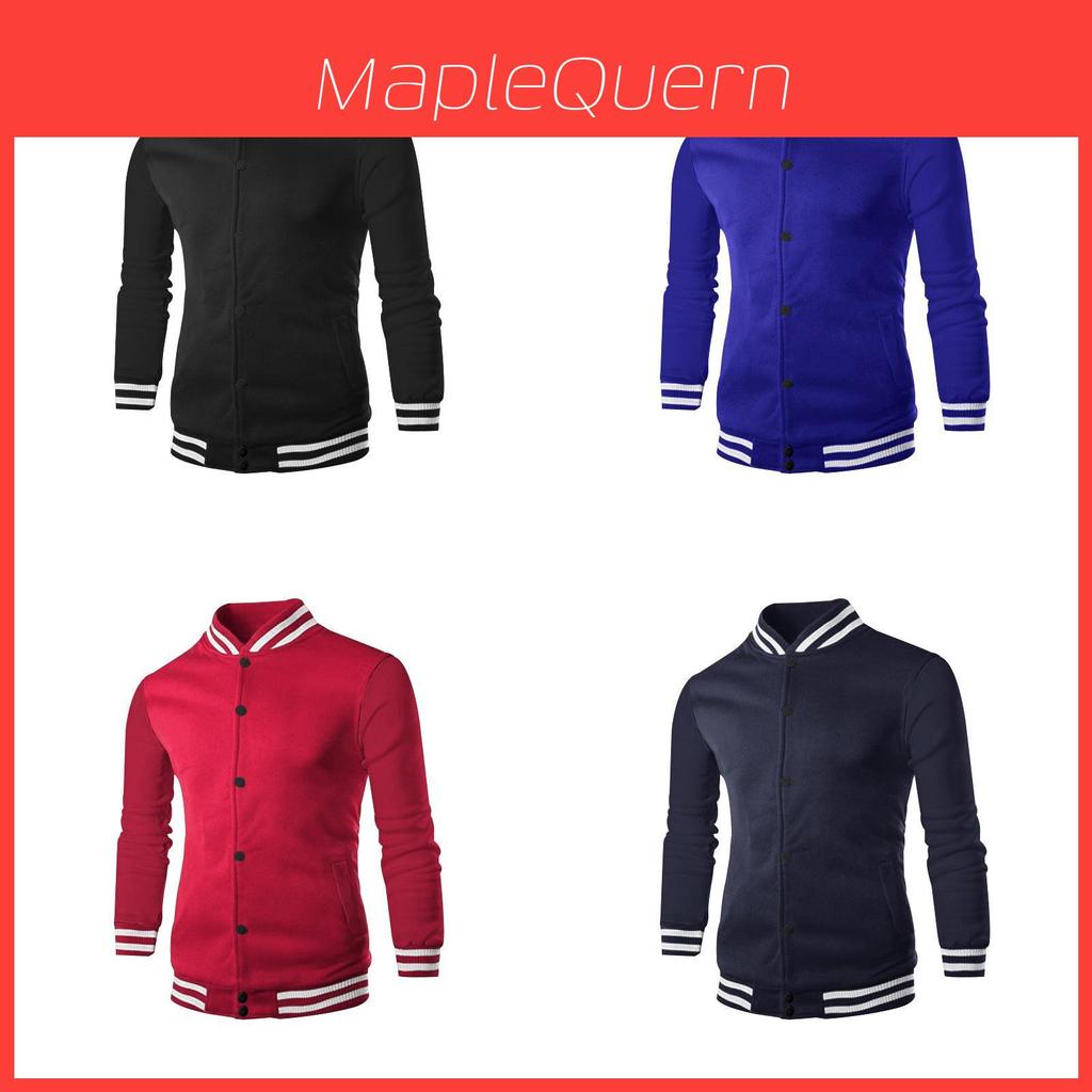 Mens Fall Winter Fleece Casual Bomber Jacket With Stand Collar For Urban Style Men