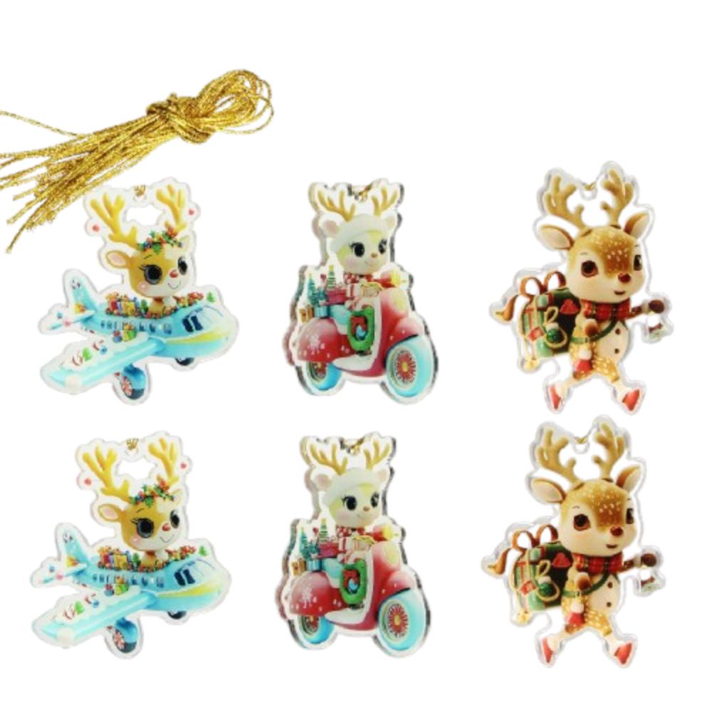 6Pcs Creative Christmas Decoration Pendant Santa Christmas Tree Hanging Ornament Garden