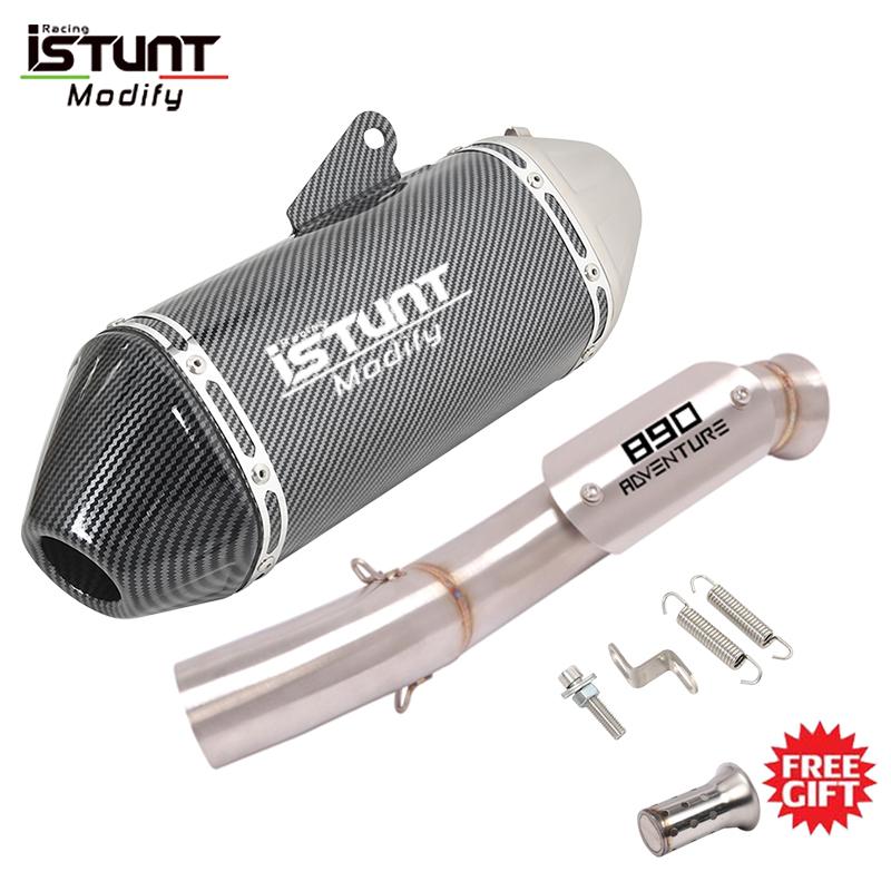 Full System Slip On For KTM 890 ADV DUKE 890 Adventure R 2019-2022 Motorcycle Exhaust Muffler Mid Link Pipe Espace Moto modify