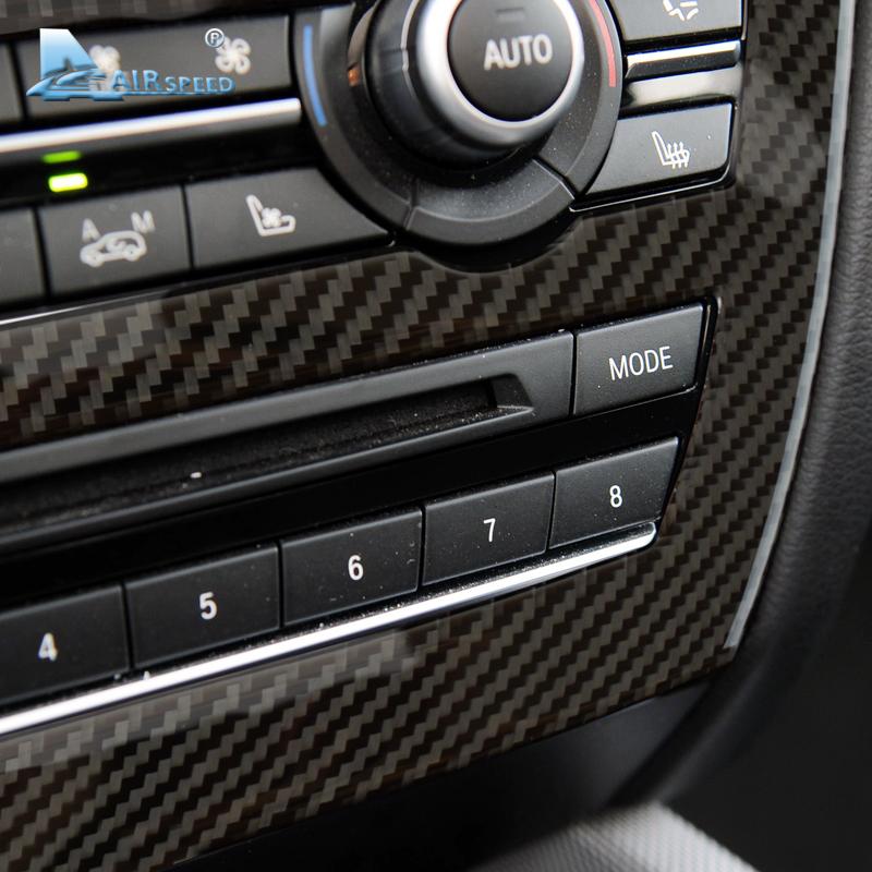 Carbon Fiber AC CD Control Panel Sticker for BMW X5 F15 X6 F16 2014-2017 Interior Decoration