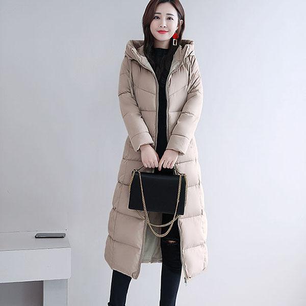 Women Parka Coat Autumn Winter Thicken Warm Hooded Coat Ladies Slimming Lengthen Padded Jacket with Pocket Outerwear
